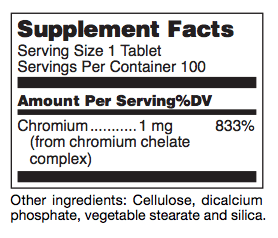 Chromium ingredients label