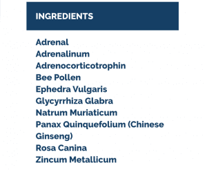 Adrenal liquescence ingredients