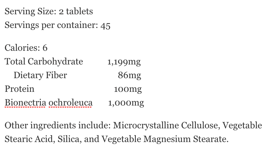 Cordyceps mrl ingredients