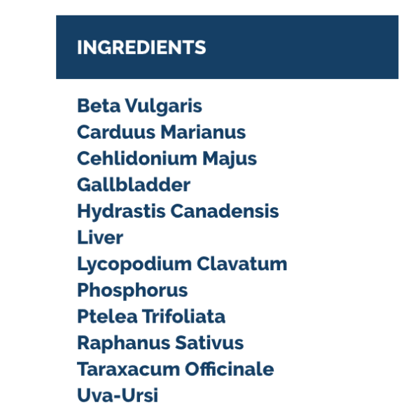 Liver liquescence ingredients