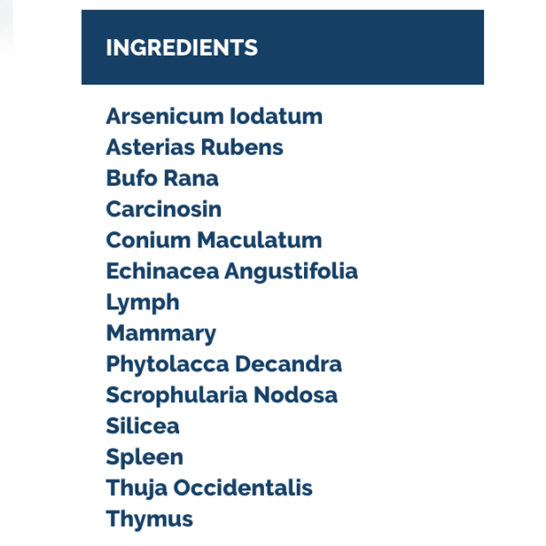 Lymph liquescence ingredients