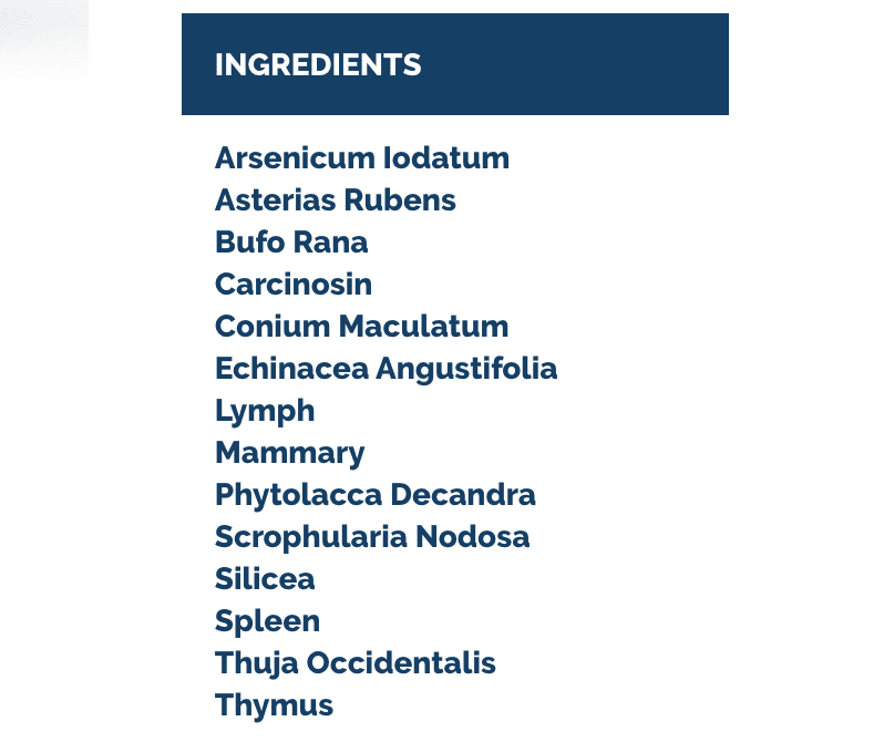 Lymph liquescence ingredients