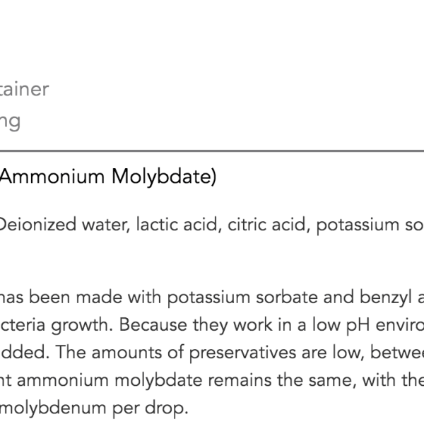 molybdenum ingredients
