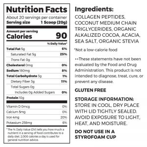 Orgain KETO choc ingredients